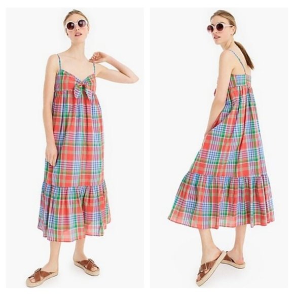 J. Crew Dresses & Skirts - J. Crew | Cotton Voile Beach Dress with Tie-Front in Retro Plaid NWT